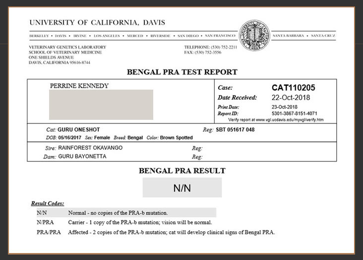 UC Davies blood group test results